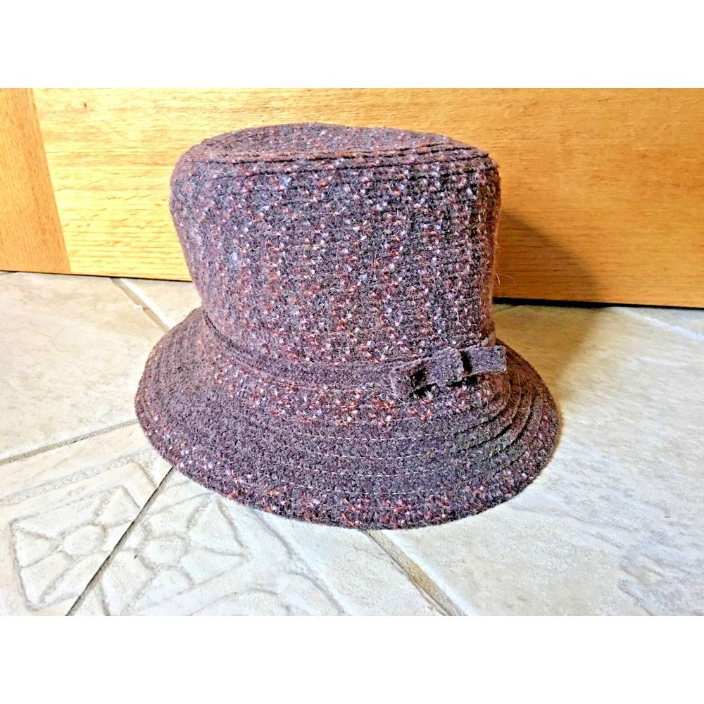 Nine West Women's Cloche Bucket‎ Hat Brown Tweed CUTE